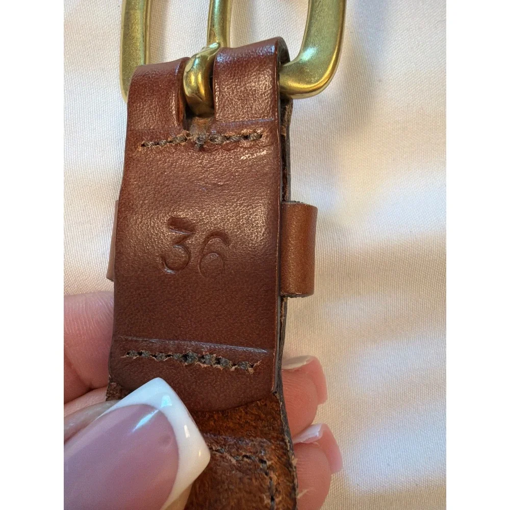 Leather Man Ltd South Carolina Flag Belt Navy Canvas Brown Leather Brass Size 36